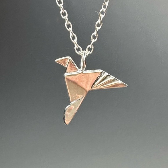Sterling Silver Origami Bird Necklace - Picture 3 of 10
